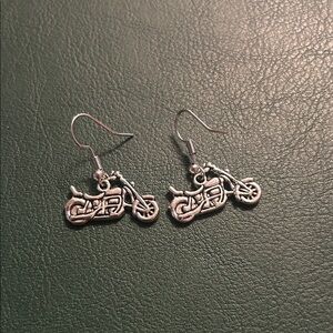 Silver Motorcycle Earrings